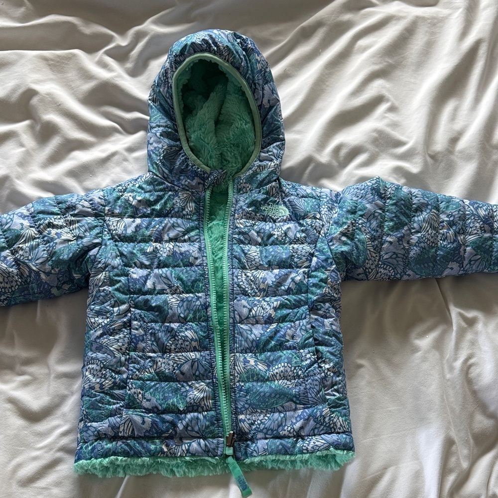 The North Face Kids Blue and Green Puffer Jacket